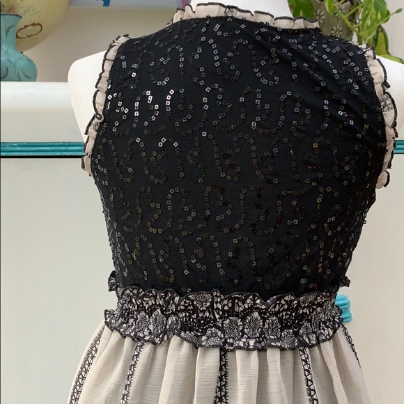 American Rag Boho Mini Dress, Sparkly Sequin Festival Dress, Lace Patterned - Picture 6 of 8